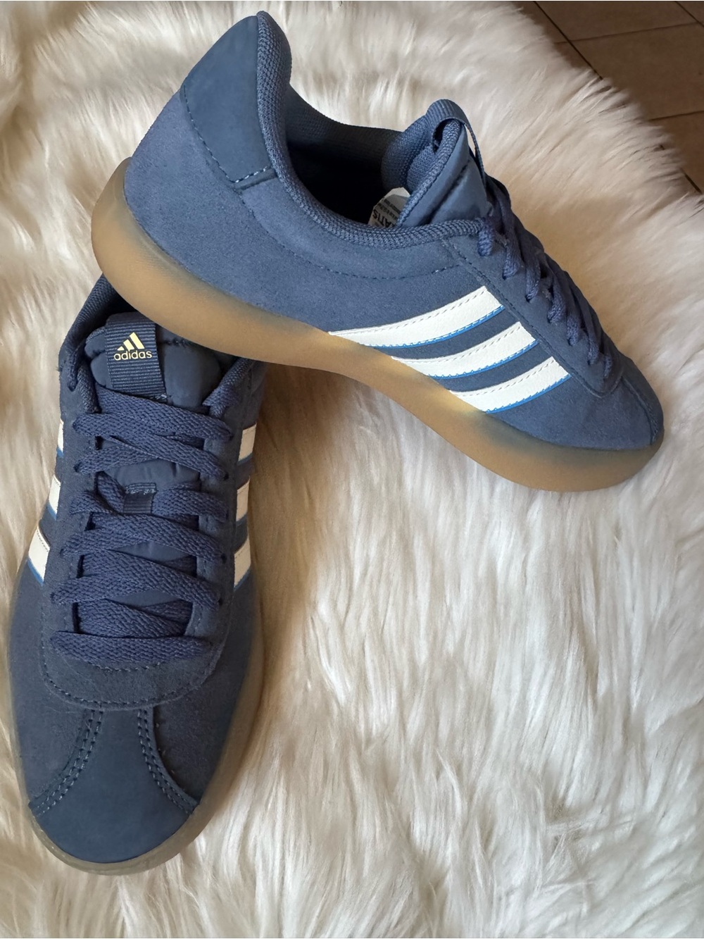 adidas Navy and White Suede Casual Sneakers - Picture 4 of 10